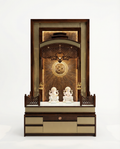 Wooden Mandir Design — Floor-Standing Sagwan Pooja Unit with Storage Drawers