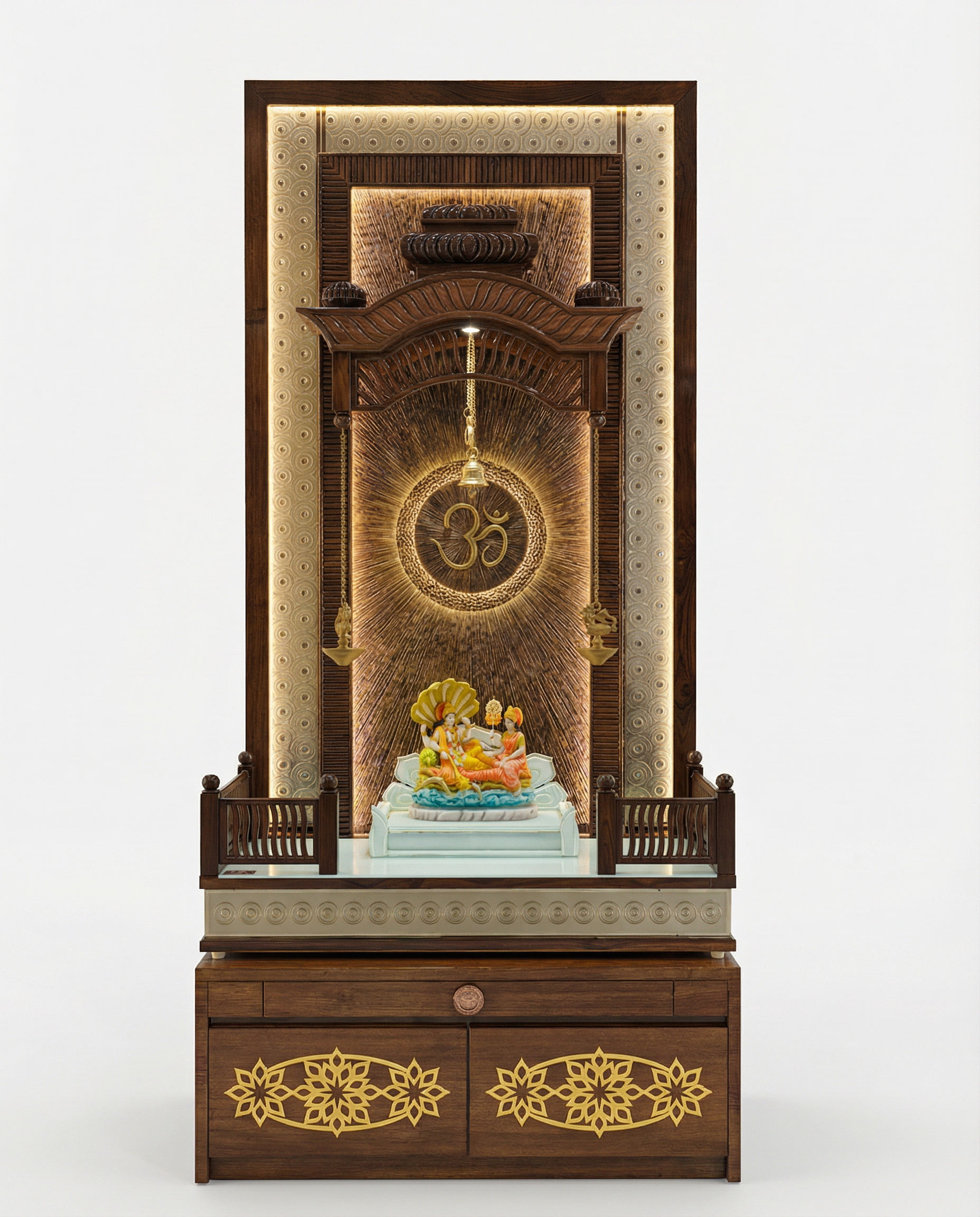 Wooden Mandir for Home — Traditional Sagwan Pooja Temple with Carved Top