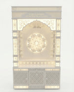 White Corian Mandir with LED Backlit Om Panel — 72" Floor-Standing Pooja Temple